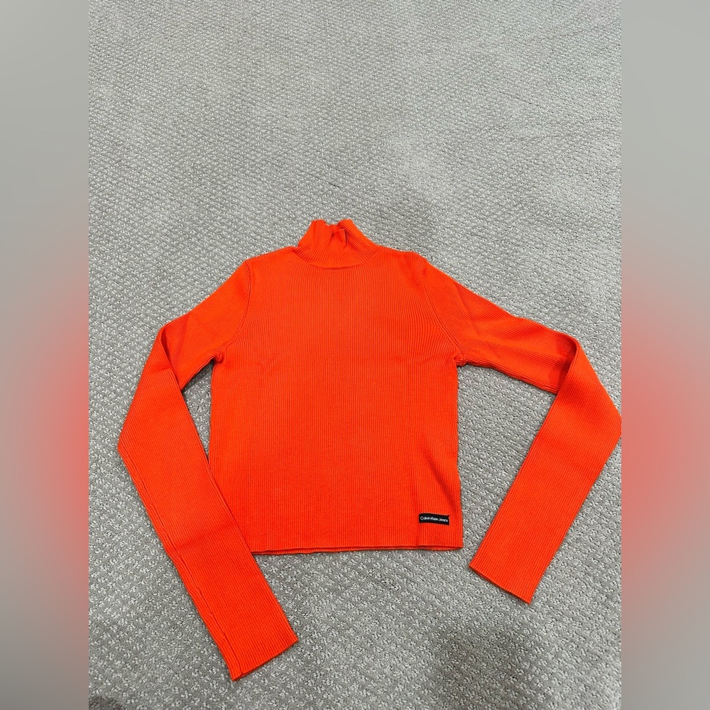 Calvin Klein Jeans Vibrant Orange Ribbed Top